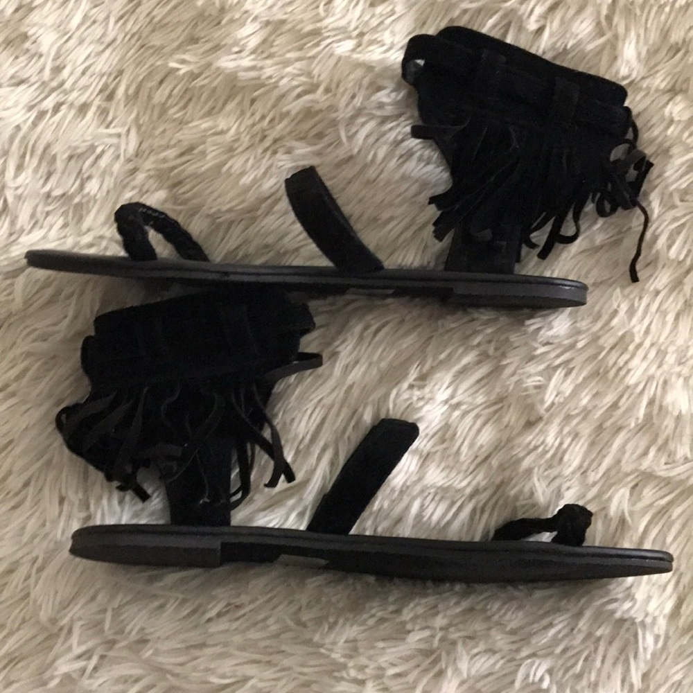 ⭐️4 for $20⭐️ Qupid || Black Fringe Sandals